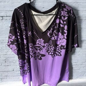 Unbranded short sleeve top black and purple pp27” L27”